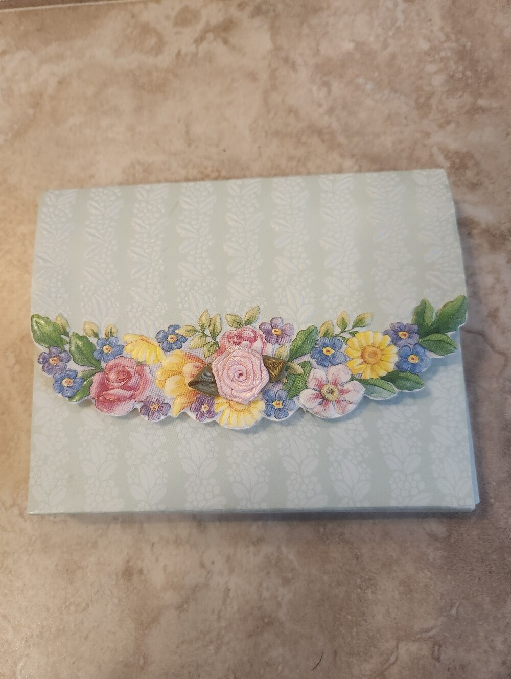 Vintage Carol Wilson's Embossed Notecard & Envelope Set: Rose Garden